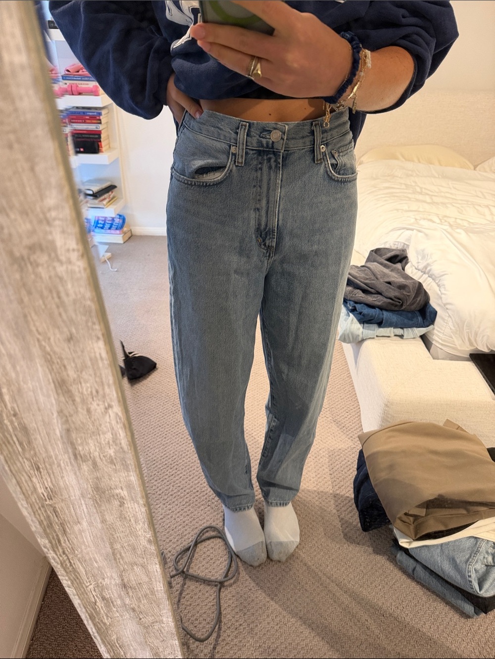 AGOLDE Women's Boyfriend Jeans in Light Blue Denim